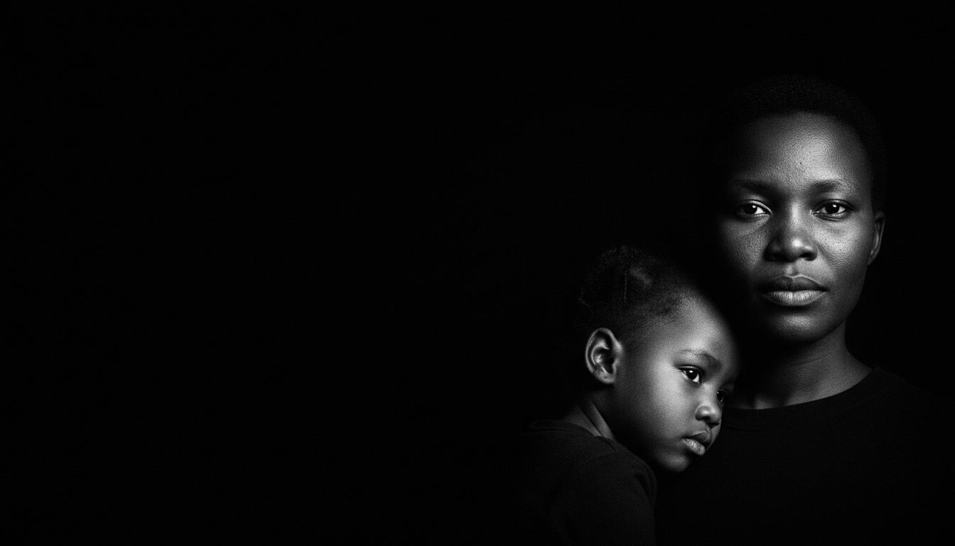 A South African mother holding her young daughter.